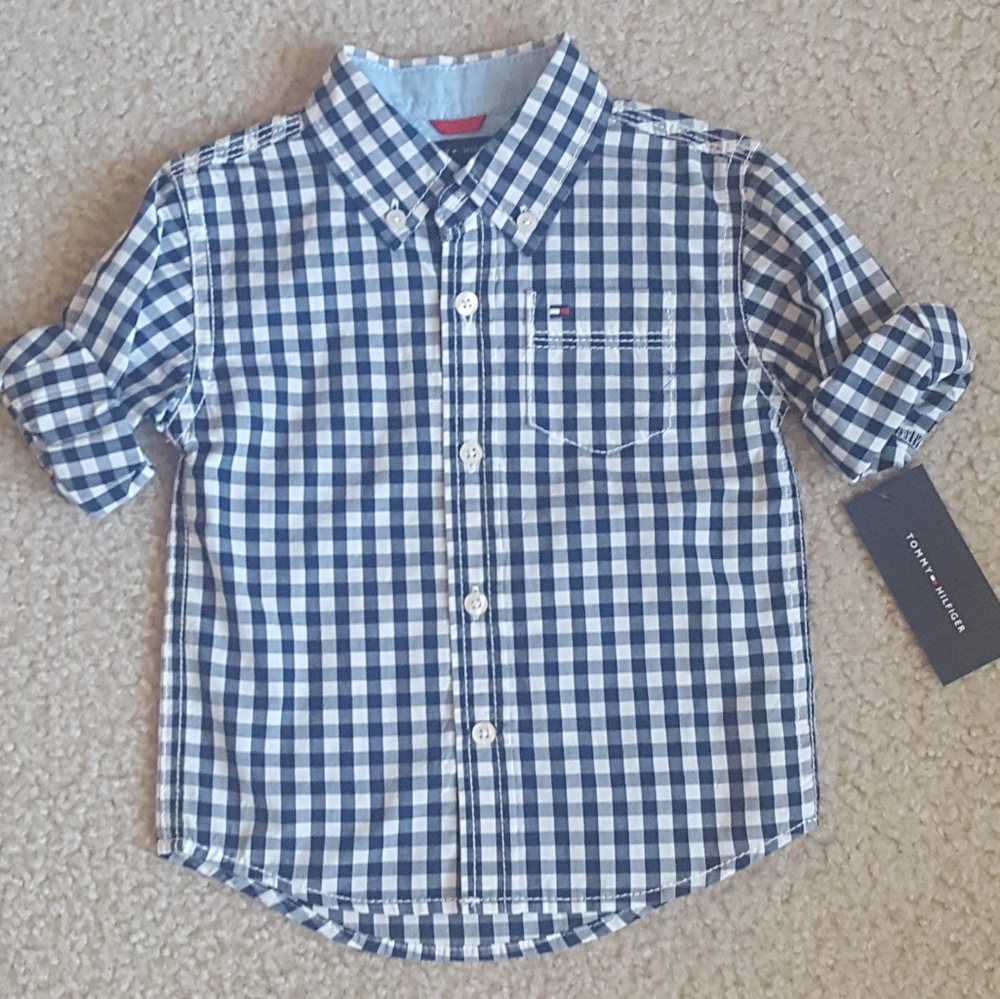 Tommy Hilfiger Navy/White Plaid button down (12mo)